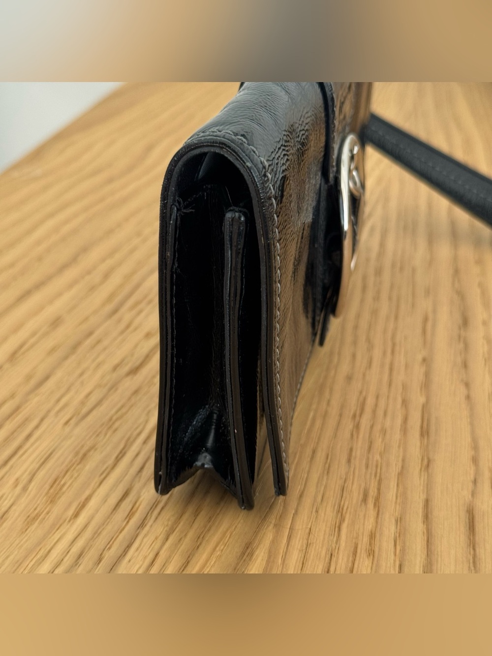 Coach Black Patent Leather Buckle Wristlet - Picture 6 of 12